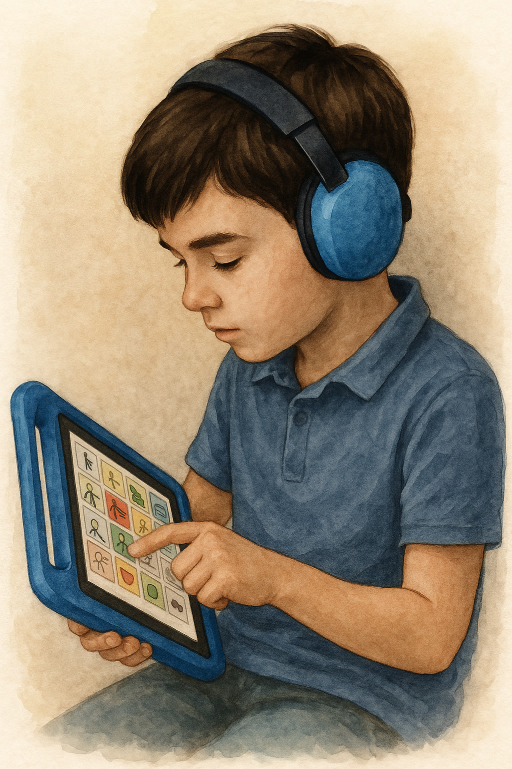 Graphic of a child using speech device