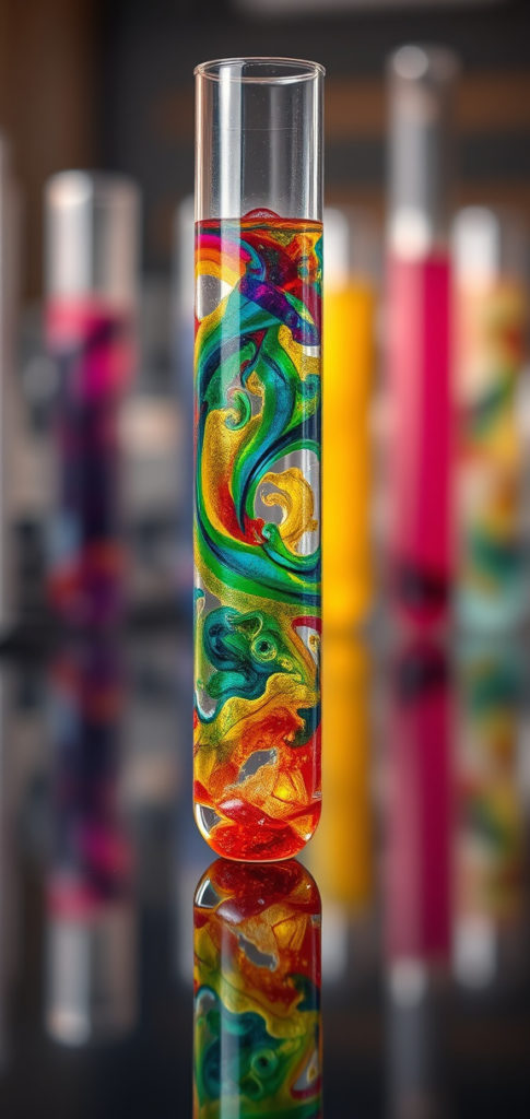 There is no test for autism using medical science - picture of a test tube full of colour representing the spectrum of autism